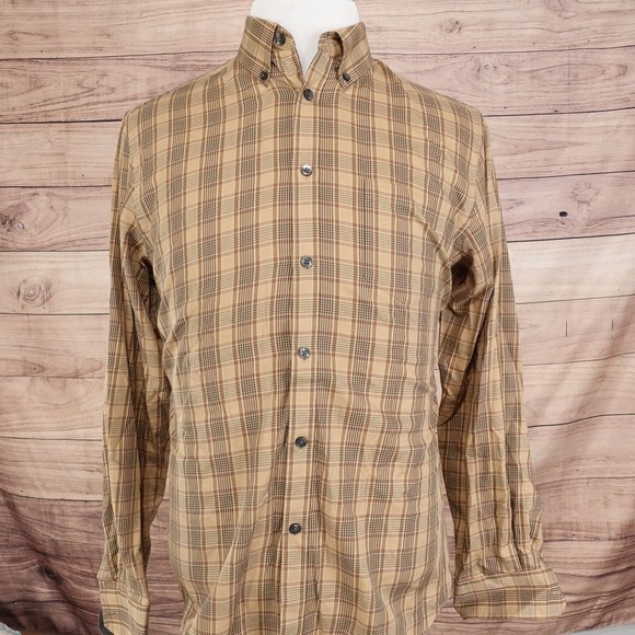 VAN HEUSEN NO IRON PLAID LONG SLEEVE BUTTON DOWN SHIRT MENS SIZE M 15-15.5 - Picture 3 of 6
